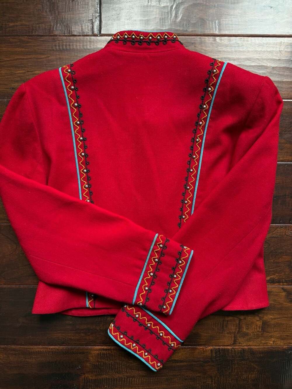 Vintage Scully by Marsha Wright Red Wool Western Folk Blazer Jacket - Picture 4 of 5